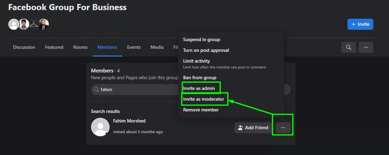 How to add admin to the Facebook group on the desktop?