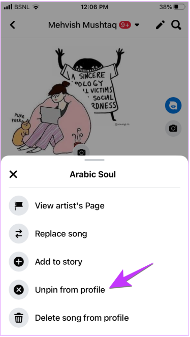 How To Unpin Song On Facebook Profile Page?