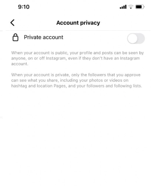 Using Private Account Feature